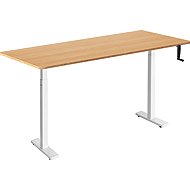 AlzaErgo Table ET3 Essential weiß + Platte 160×80 cm Bambus gerundet - Höhenverstellbarer Tisch