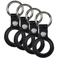 AlzaGuard Leather Keychain for Airtag Black, 4pcs - AirTag Key Ring