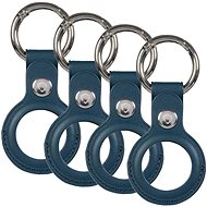AlzaGuard Leather Keychain for Airtag 4 pieces Blue - AirTag Key Ring