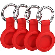 AlzaGuard Silicone Keychain for Airtag 4 pieces Red - AirTag Key Ring