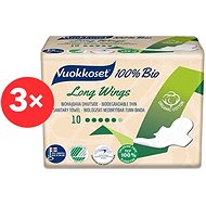 VUOKKOSET 100% BIO Long Wings Thin 3 × 10pcs - Sanitary Pads