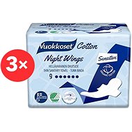 VUOKKOSET Cotton Night Wings 3 × 9pcs - Sanitary Pads