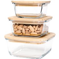 Siguro Set of food jars Glass Seal Bamboo 0,3 l + 0,5 l + 0,8 l, 3 pcs - Food Container Set
