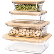 Siguro Set of food jars Glass Seal Bamboo 0,37 l + 0,6 l + 1 l +1,5 l, 4 pcs - Food Container Set