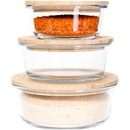 Siguro Set of food jars Glass Seal Bamboo 0,4 l + 0,6 l + 0,95 l, 3 pcs - Food Container Set
