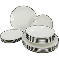 by inspire 18 Piece Plates Set Linea Black, black line - Set of Plates