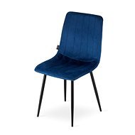 TEXTILOMANIE Modrá sametová židle Lava s černými nohami - Jídelní židle