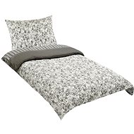 BELLATEX Linen crepe 80/082 flowers grey and white 140 × 200 cm, 70 × 90 cm - Bed Linen