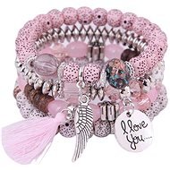Women's beaded wrap bracelet 4pcs pink - Bracelet