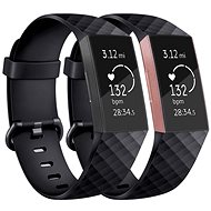 BStrap Silicone Diamond for Fitbit Charge 3/4 black, size S - Watch Strap