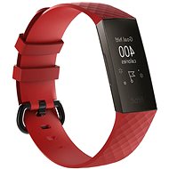 BStrap Silicone Diamond for Fitbit Charge 3/4 red, size L - Watch Strap