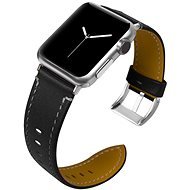 BStrap Leather Italy na Apple Watch 42 mm/44 mm/45 mm, Black - Remienok na hodinky