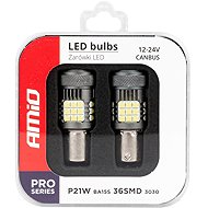 Amio LED 12V/24V 21W BA15s clear CANBUS with fan, 2 pcs - LED Car Bulb