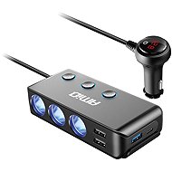 Amio Power strip with switch 3× USB with voltmeter 12/24V - Car Adapter