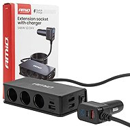 Amio extension socket with 3× USB 148W charger - Car Adapter