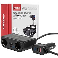 Amio 120W extension socket with charger - Car Adapter