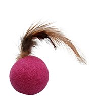 Japan Premium Sheep wool ball with bird feathers - Cat Toy
