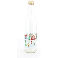 Cerve fľaša s viečkom 0,5 l dekor SNOW VILLAGE - Fľaša na vodu