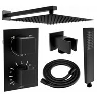 MEXEN Cube DR02 Soaker Shower Set and Slim Shower 25 cm, Black (77502DR0225-70) - Shower Set