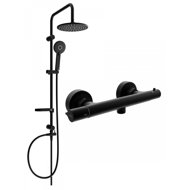 MEXEN Carl Shower column including Slim thermostatic shower mixer, black (77105240-70) - Shower Set