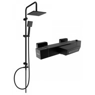 MEXEN Tord Shower Column Including Bathtub Thermostatic Faucet Cube, Black (77360200-70) - Shower Set