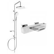 MEXEN Erik Shower column including thermostatic bath mixer Cube, chrome (77360205-00) - Shower Set