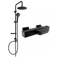 MEXEN Erik Shower column including thermostatic bath mixer Cube, black (77360205-70) - Shower Set