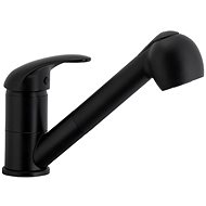 KFA INDIRA Swivel basin mixer with pull-out shower, black (6613-110-81) - Tap