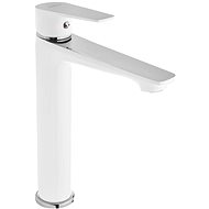 INVENA Dokos basin mixer, tall, white/chrome (BU-19-W02-V) - Tap