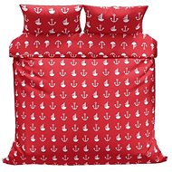 Kaptan Cotton bed linen Red anchor 140 × 200, 70 × 90 cm - Bed Linen