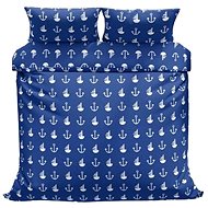 Kaptan Shirt bedding Blue anchor 140 × 200, 70 × 90 cm - Bed Linen