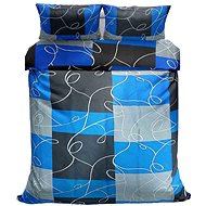 Kaptan crepe bed linen Blue squares - Bed Linen