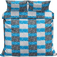 Kaptan cotton bed linen Blue squares - Bed Linen