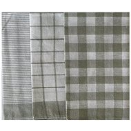 Kaptan Set of kitchen towels multidesign 3pcs, olive - Kitchen Towel