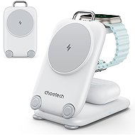 Choetech 3 in 1 Magnetic Unique Travel Wireless Charger Stand for iphone/airpods/Apple watch white - Wireless Charger