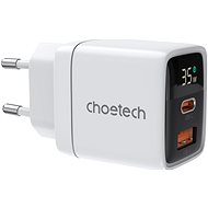 ChoeTech PD35W GAN Dual A+C ports Display wall charger-white - Wall Charger