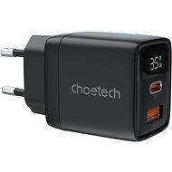 ChoeTech PD35W GAN Dual A+C ports Display wall charger-black - Wall Charger
