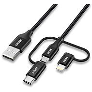 ChoeTech MFi 3-in-1 USB to USB-C + Micro + Lightning Nylon 1.2m Cable - Adatkábel