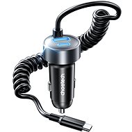 ChoeTech 65W USB-C+USB-A Fast carcharger with Stretchable cable - Data Cable