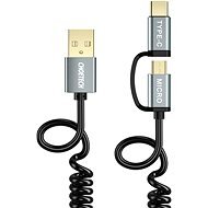 ChoeTech 2 in 1 USB to Micro USB + Type-C (USB-C) Spring Cable, 1.2m - Data Cable