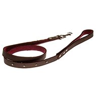 COBBYS PET Leash made of genuine nubuck leather lined with brown decorated crystals 15mm/120cm - Leash