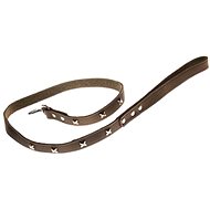 COBBYS PET Leash made of genuine nubuck leather lined brown decorated 20mm/120cm - Leash