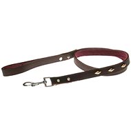 COBBYS PET Leash made of genuine brown, lined with golden diamonds 20mm/120cm - Leash