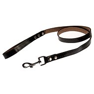 COBBYS PET Genuine leather leash black with two-strip depth print in the middle 20mm/120cm - Leash
