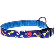 COBBYS PET Textile collar blue with coloured paws 25mm/65cm - Dog Collar