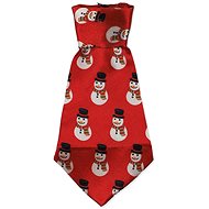 Dog Fantasy Winter Tale tie with snowmen red M/L - Dog Clothes
