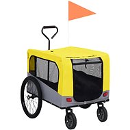 Shumee Cart for Dog for Bike and for Running 2-in-1 Yellow-gray - Dog Bicycle Trailer