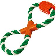 DOG FANTASY Figure Eight Puller, Green-white Cotton 25cm - Dog Toy