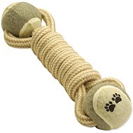 DOG FANTASY Jute Puller 2 Tennis Balls 28cm - Dog Toy