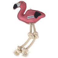 animALL Toy Flamingo leather with rope pink 18 × 36 cm - Dog Toy